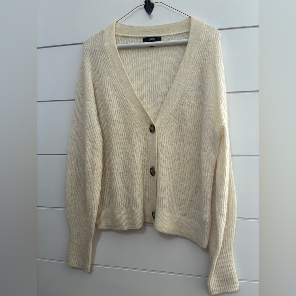 Quince Baby Alpaca-Wool Cropped Cardigan size M - Picture 8 of 14